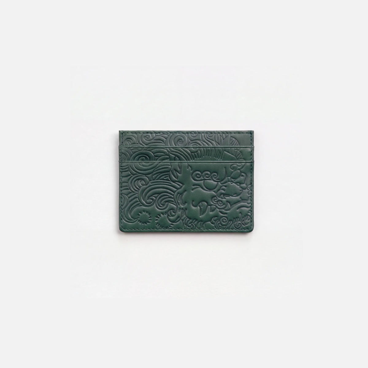 Baroque Cardholder in forest green, studio packshot