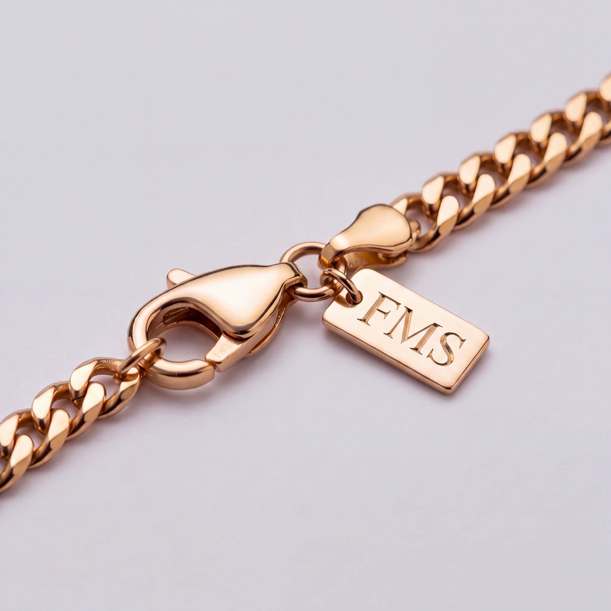 Curb chain necklace, gold, FMS engraving