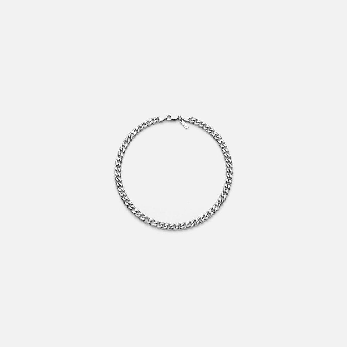 Curb Chain Necklace in silver stainless steel, studio packshot
